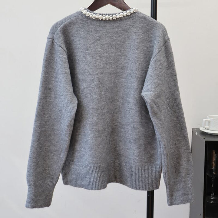 【outer】パール付きニットカーディガン Q7321