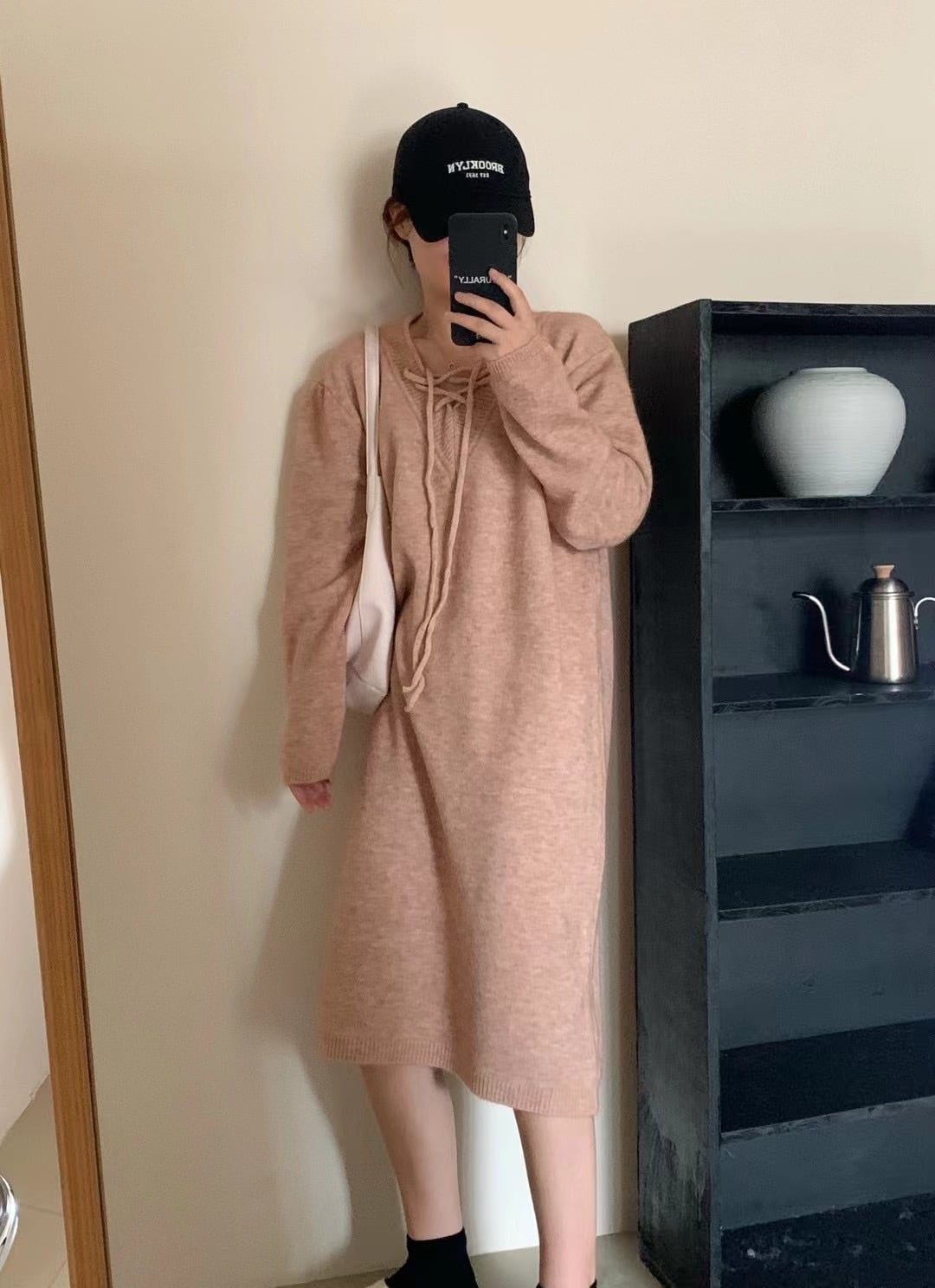 【dress】無地ニットワンピース　M18467
