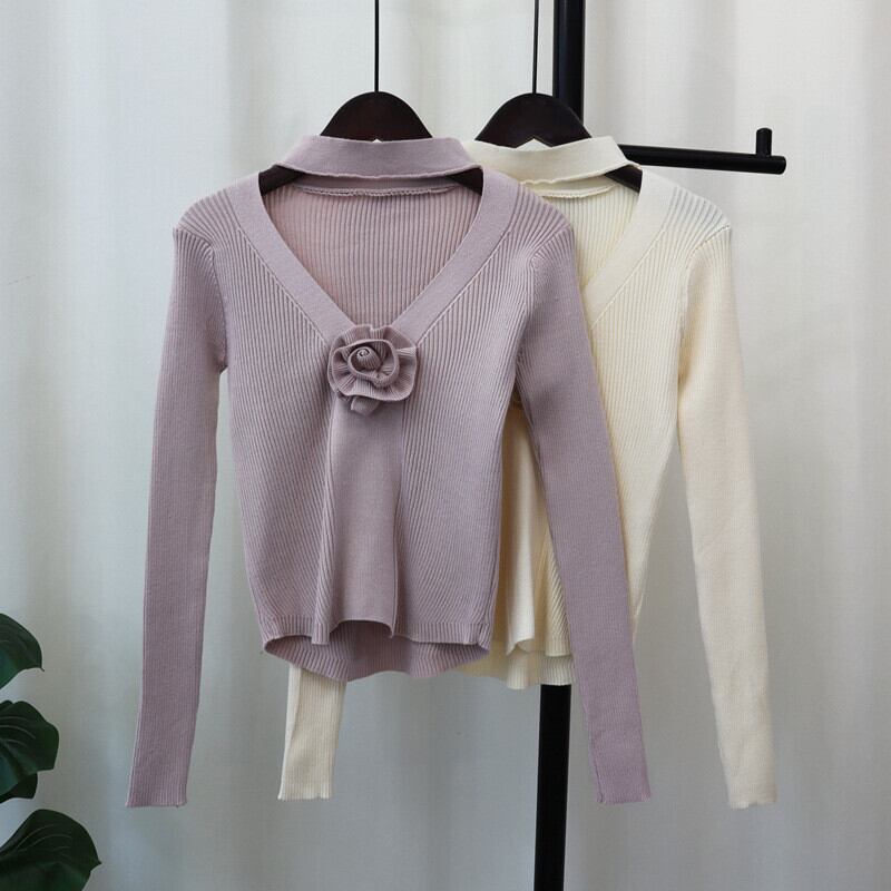 【tops】立体フラワーニットトップス　M28631