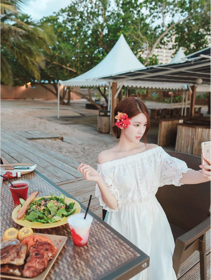 【dress】オフショルダーお洒落旅行デートワンピース　M16938