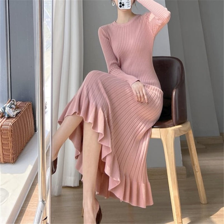 【dress】フリルニットワンピース　M18383
