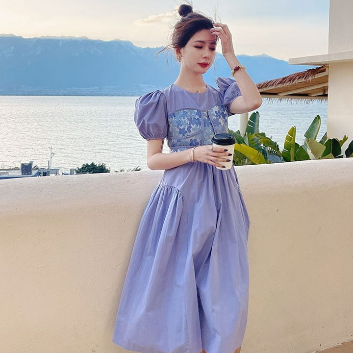 【dress】主役級スウィートパフスリーブワンピース超人気　M16858