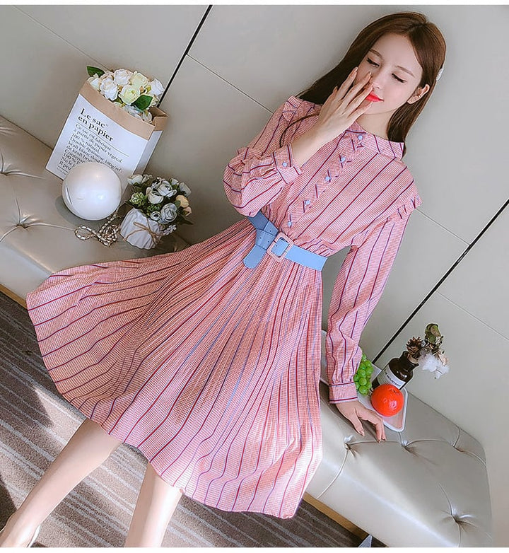 【dress】おしゃれスウィートデートワンピースベルト付き　M17200