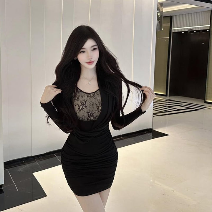 【dress】チュールドッキングワンピース Q7759