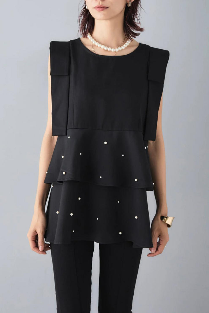 【tops】パールノースリーブトップス　M24912