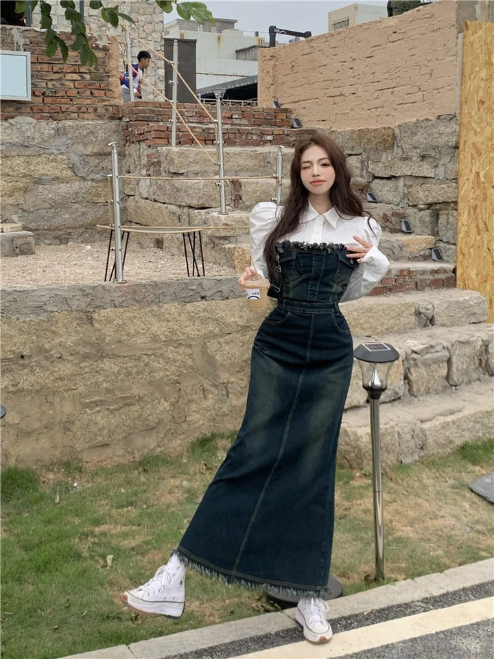【dress】サロペットデニムワンピース　M28278