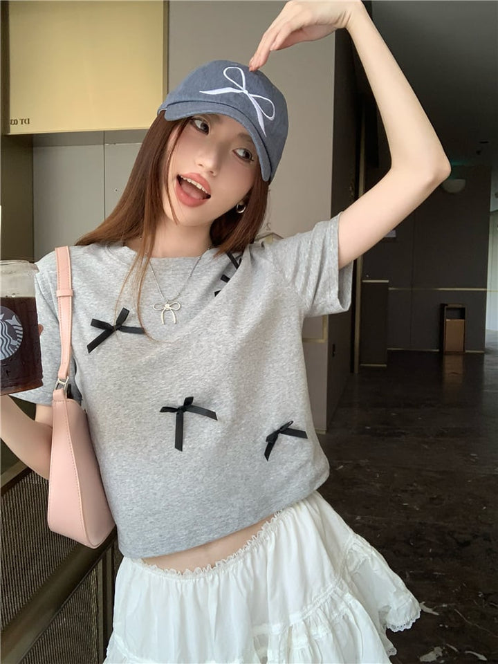 【tops】リボン付きTシャツ　M24440