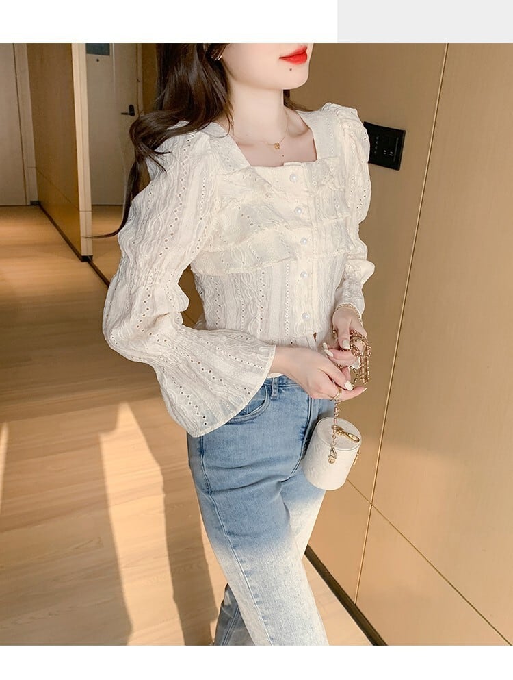 【tops】美感いっぱい✿ ✿エレガントシャツトップス　M17165