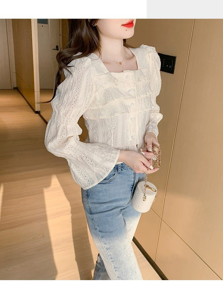 【tops】美感いっぱい✿ ✿エレガントシャツトップス　M17165