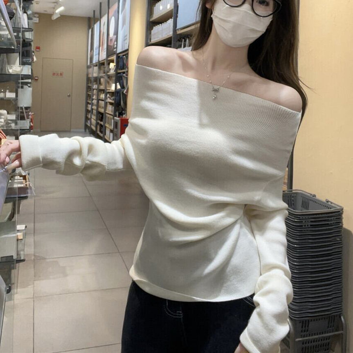 【tops】オフショルダーニットトップス　M29638