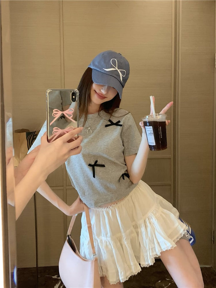 【tops】リボン付きTシャツ　M24440