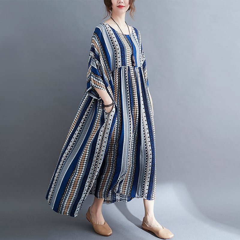 【dress】目立つ！カジュアルストライプ柄ワンピース　M17318