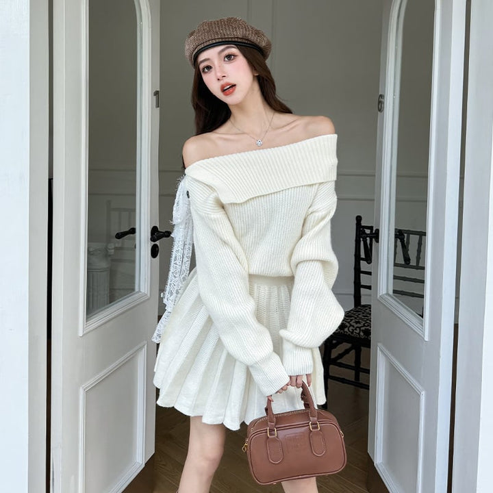 【dress】ボートネックニットワンピース　M27486