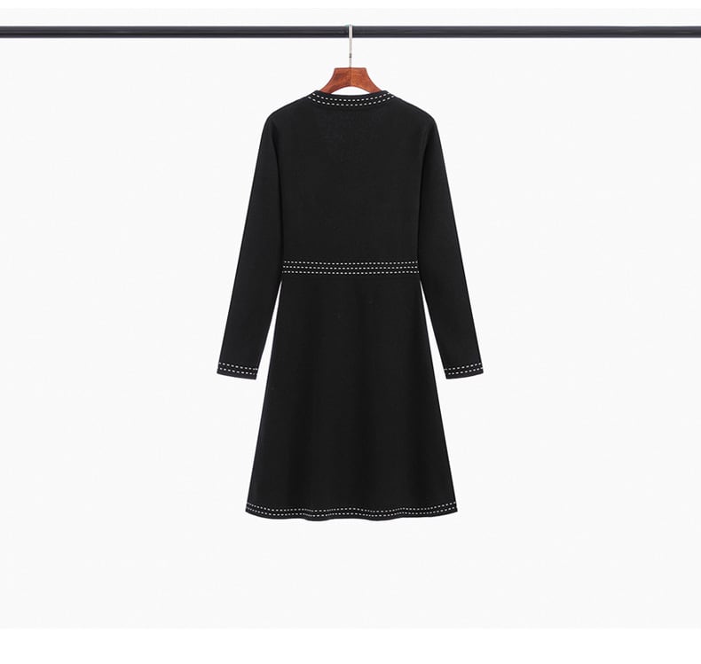 【dress】Vネックレトロニットワンピース　M17507
