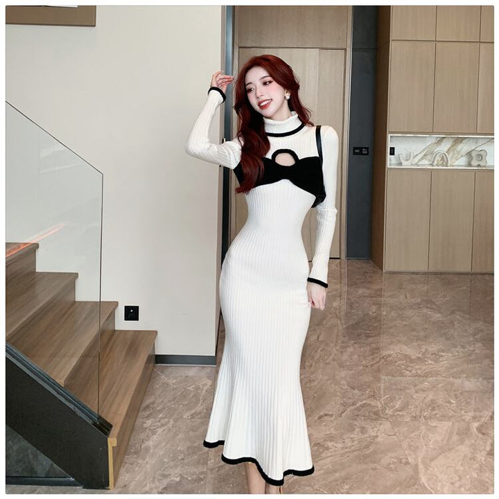 【dress】ドッキングニットワンピース　M18779