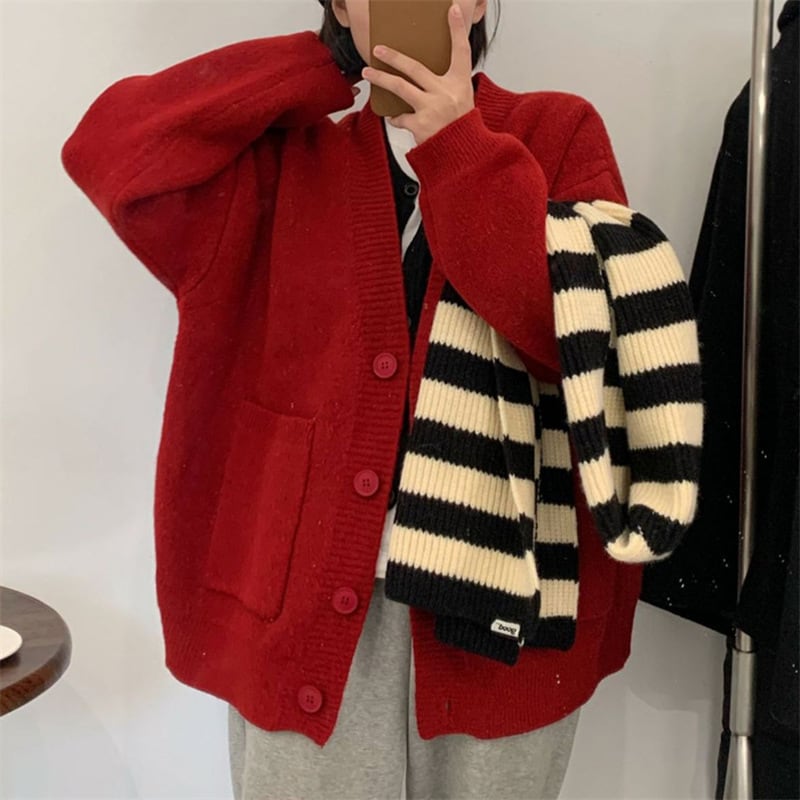 【dress】無地Vネックニットカーディガン　M17703