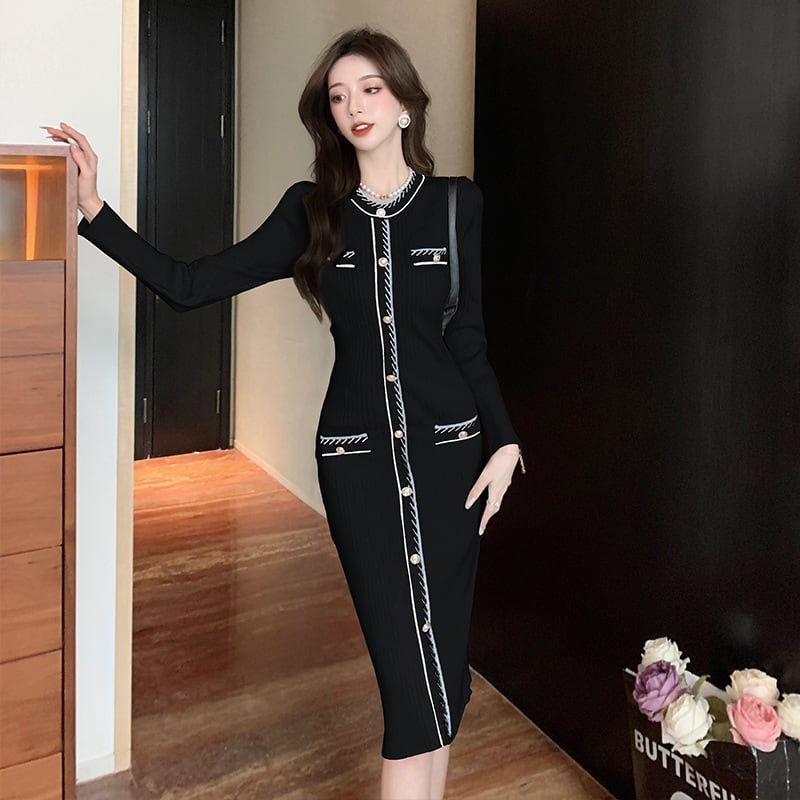 【dress】目立つ！エレガントニットワンピース　M17624