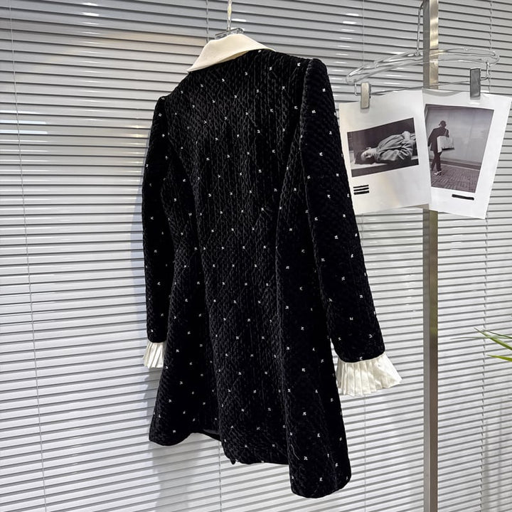【outer】リボン付きピーターパンカラー中綿コート Q7331