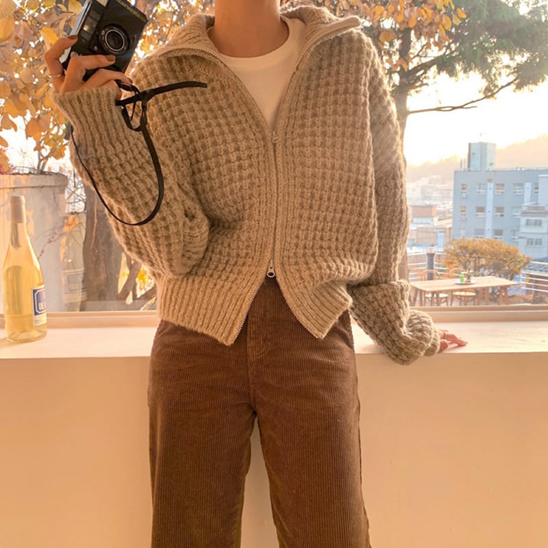 【outer】ファスナーニットカーデ　M26670