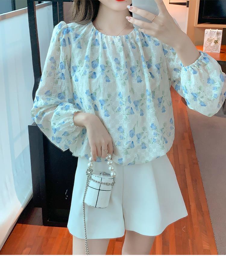 【tops】韓国系スウィートカットワークシャツトップス　M17388