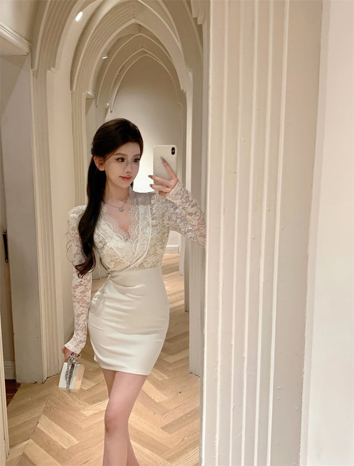 【dress】レース切り替ワンピース　M26542