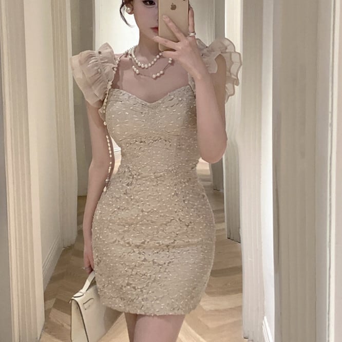 【dress】レース切り替えワンピース　M24182