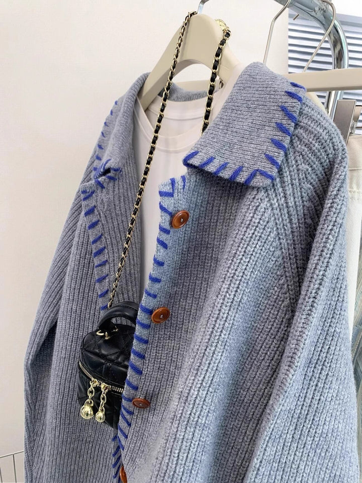 【outer】折り襟ニットカーデ　M29260