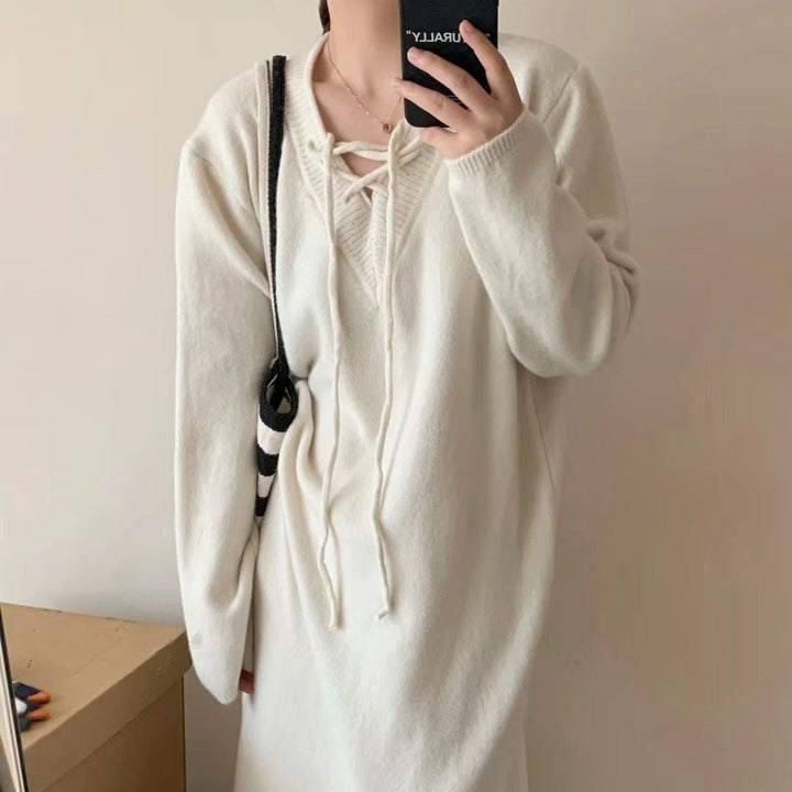 【dress】無地ニットワンピース　M18467