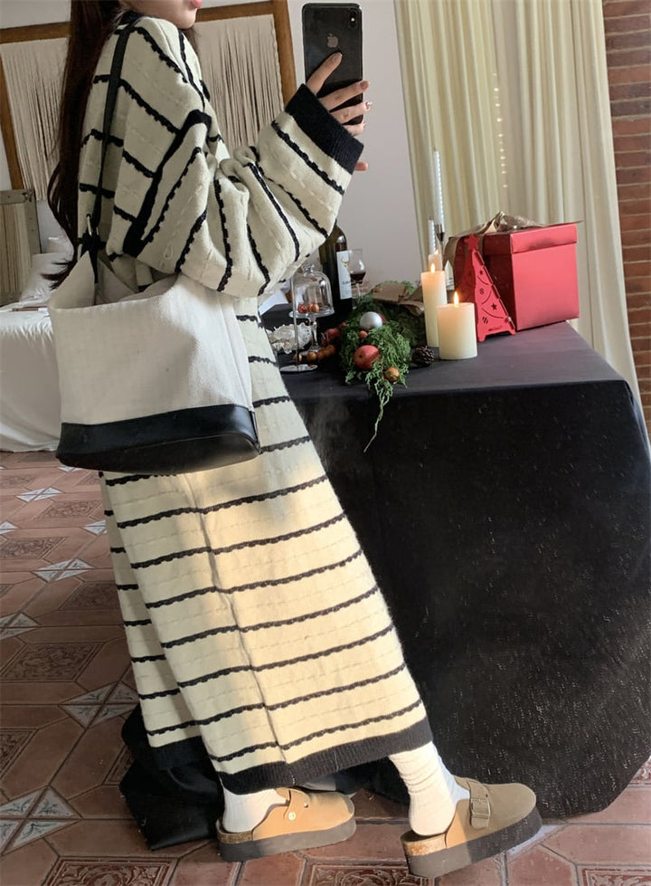 【dress】ボーダー柄ニットワンピース　M28643