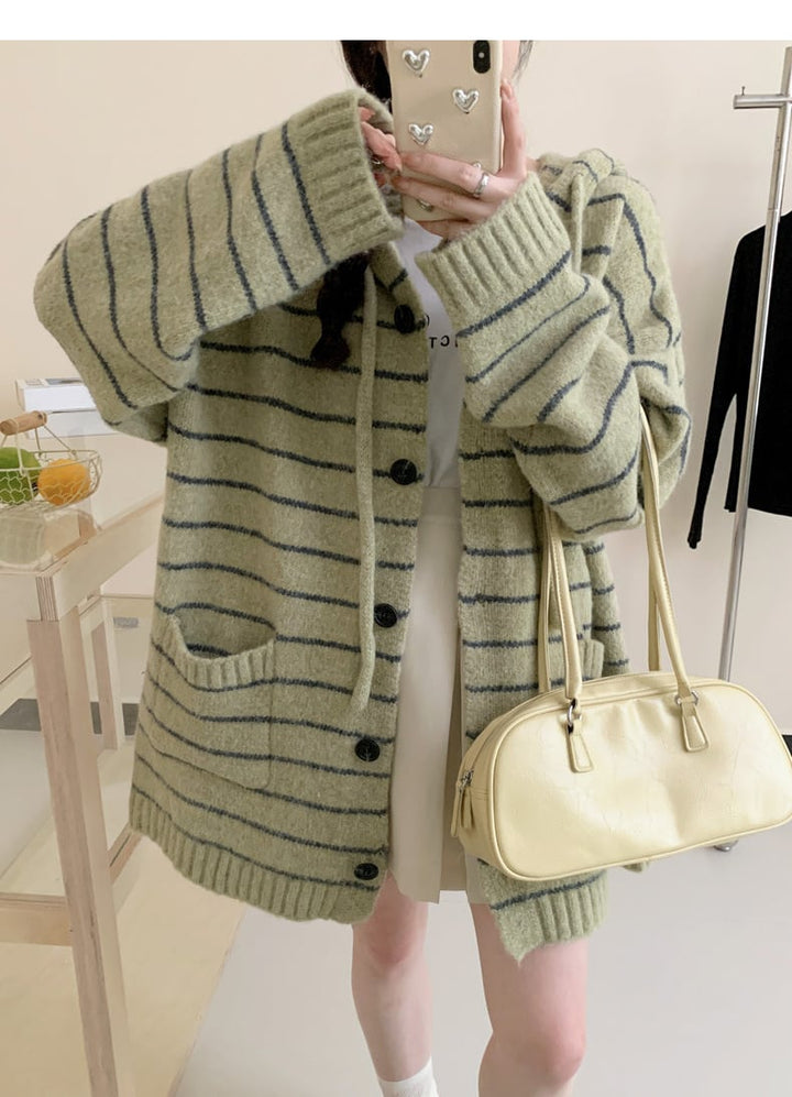 【outer】ボーダー柄ニットカーデ　M26958