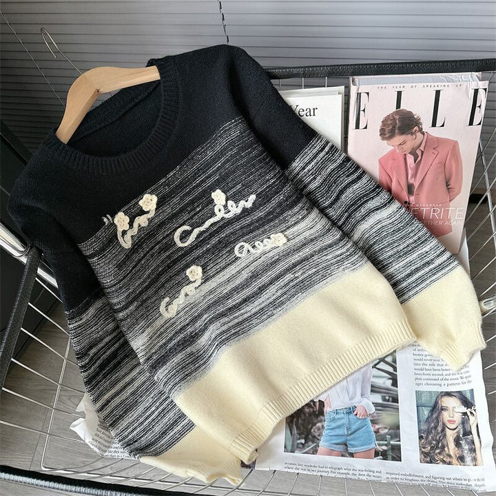 【tops】ボーダー柄ニットセーター　M18678