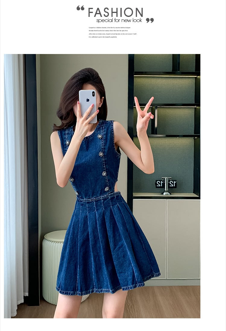 【dress】ノースリーブデニムワンピース　M24160