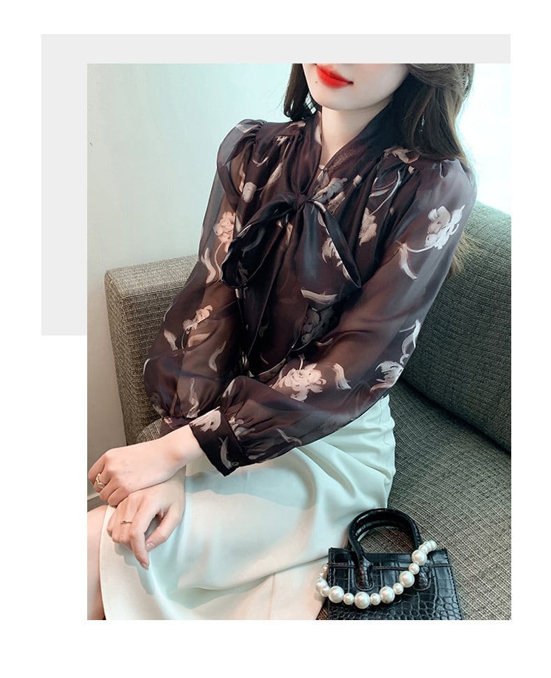 【tops】リボン付きシャツトップス　M28157