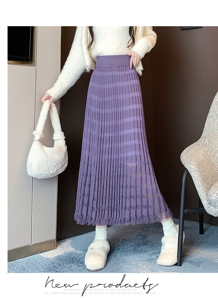 【bottoms】人気アイテム ! カットワークニットスカート　M17463