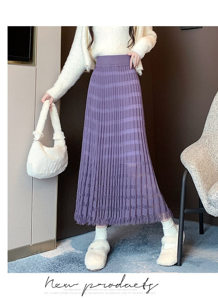 【bottoms】人気アイテム ! カットワークニットスカート　M17463