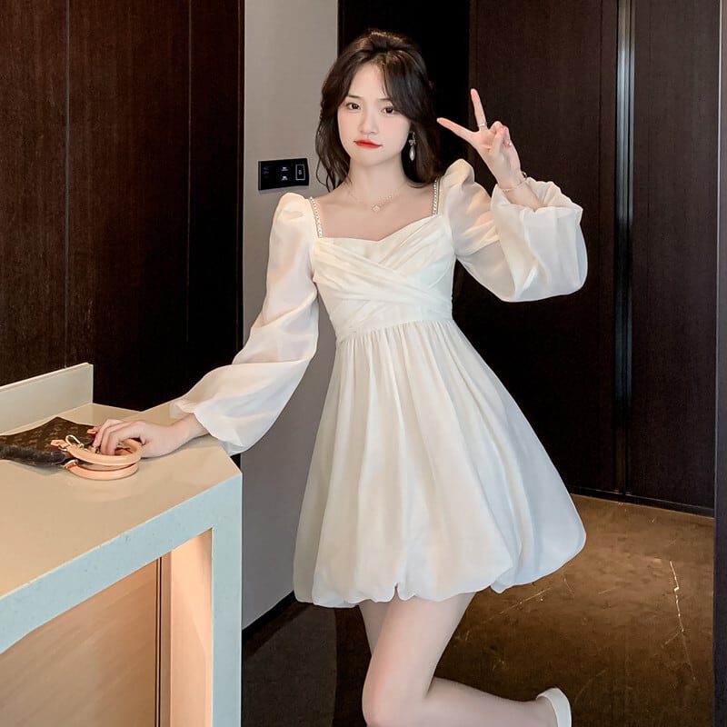 【dress】気質満点 エレガントリボン付きデートワンピース　M17246
