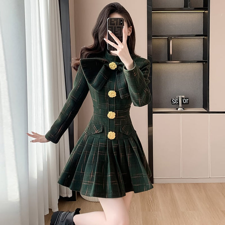 【dress】リボン付きラシャ生地ワンピース　M26550
