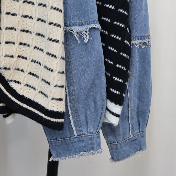 【outer】デニムドッキングニットカーデ　M18258