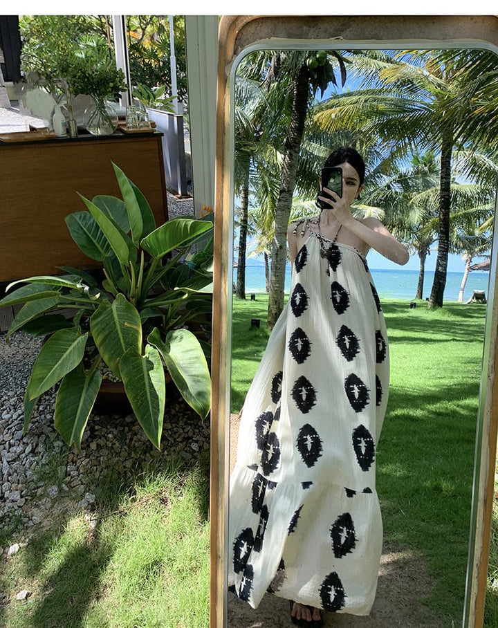 【dress】お洒落旅行レディースプリントワンピース　M16989