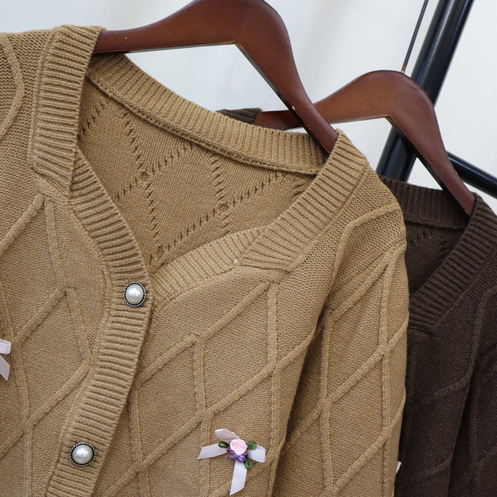 【outer】ボタンデザインニットカーデ　M18178