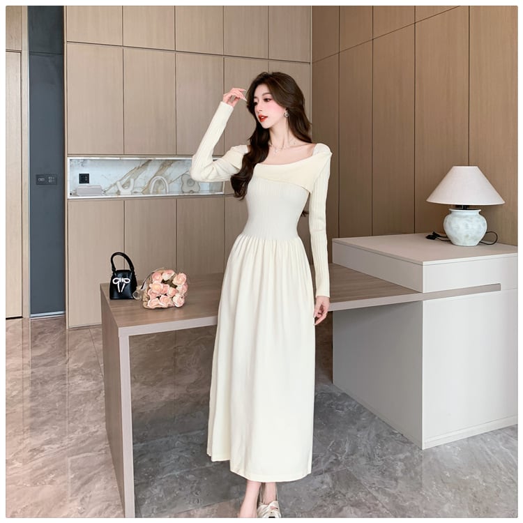 【dress】無地ニットワンピース　M17975