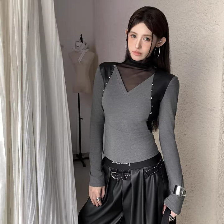 【tops】チュールドッキングトップス Q8178