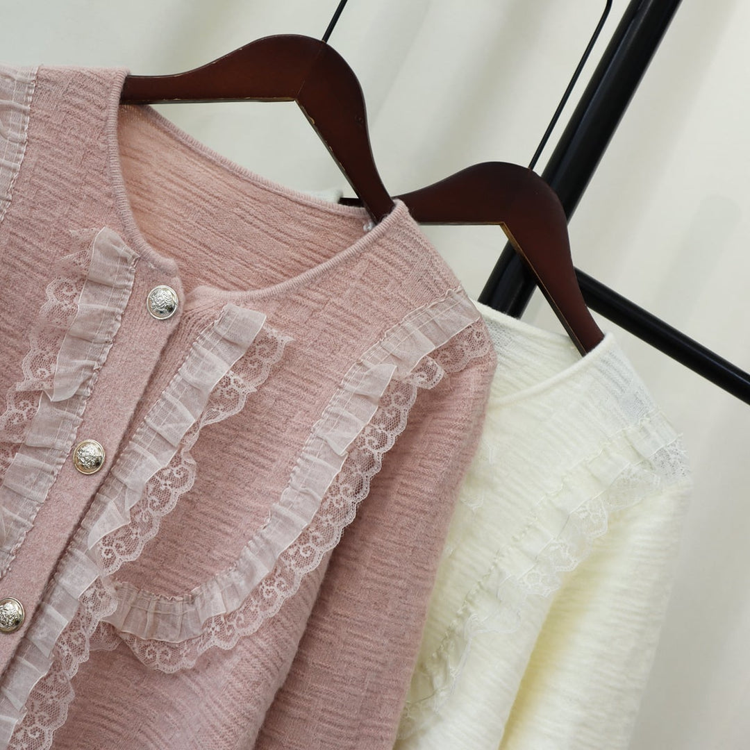 【outer】クルーネックドッキングニットカーデ　M17984