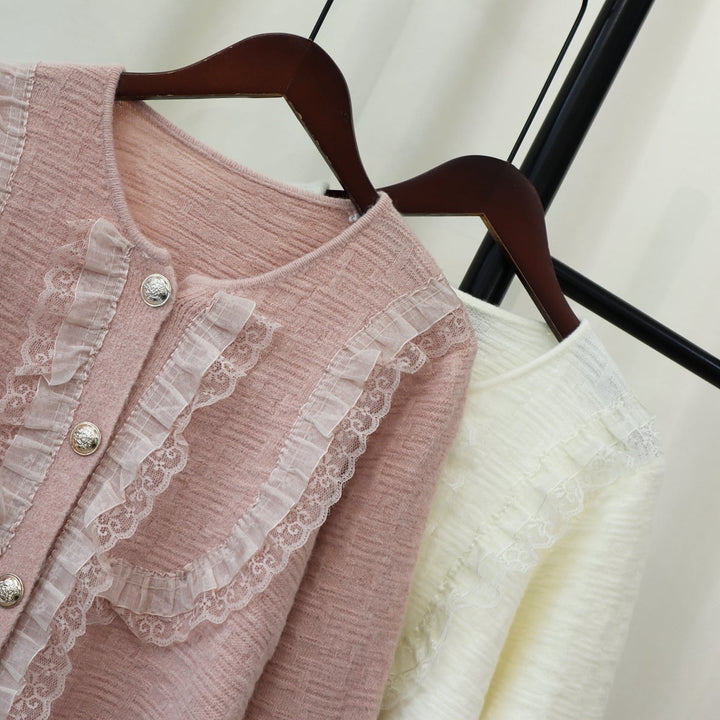 【outer】クルーネックドッキングニットカーデ　M17984