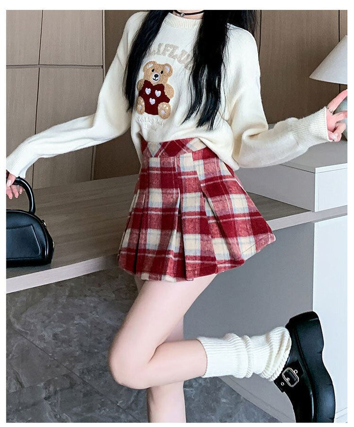 【bottoms】チェック柄キュロットパンツ　M27145