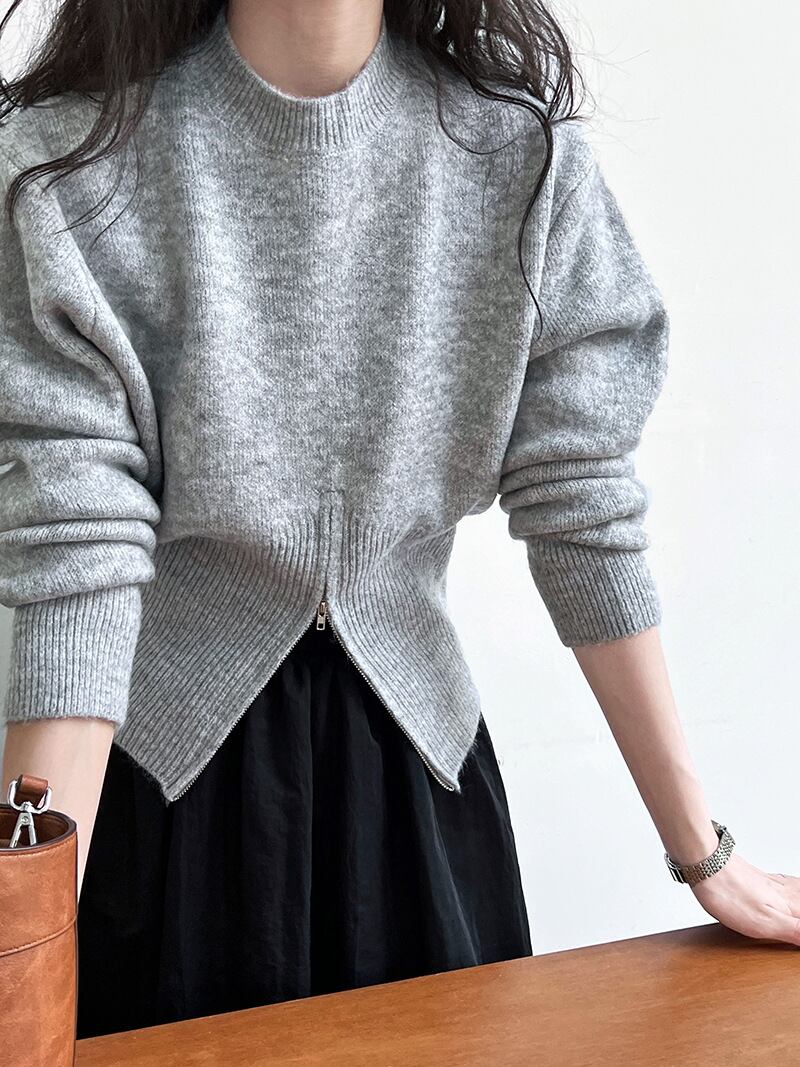 【tops】ファスナーニットトップス　M27273