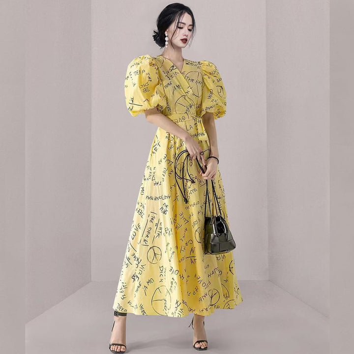 【dress】高級感 エレガントオシャレVネックデートワンピース　M17132