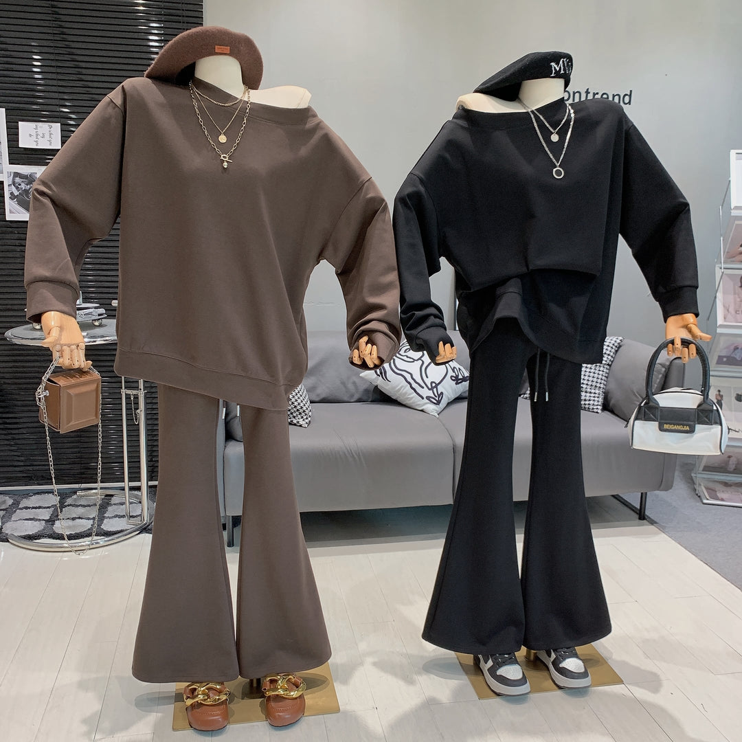 【set】オフショルダートップス×フレアパンツセット    N2732
