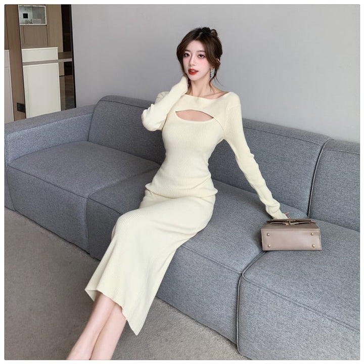 【dress】カットワークニットワンピース　M18008