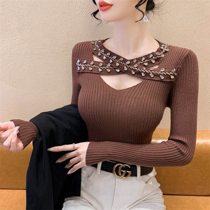 【tops】ビジューニットトップス　M28266